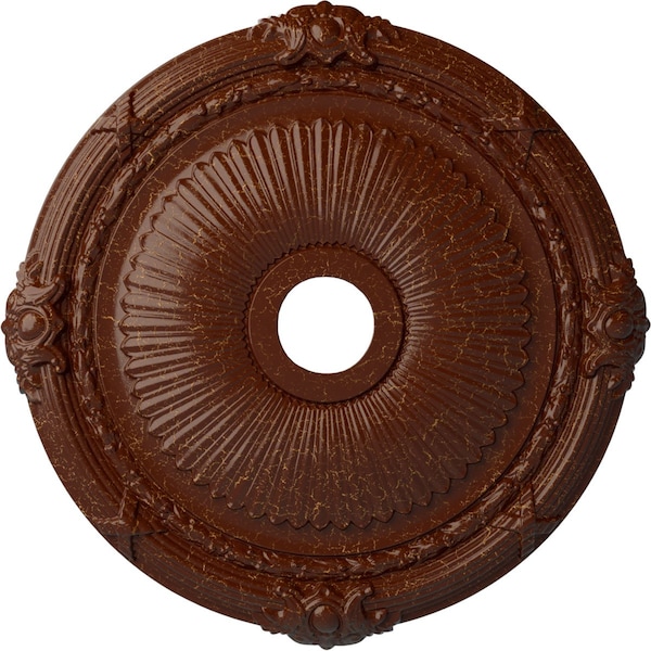 Ekena Millwork Heaton Medallion (Canopies up to 6 1/2"), 27 1/2"OD x 3 7/8"ID x 2 1/4"P, Burnished Mahogany Crackle CM27HEBMC - main
